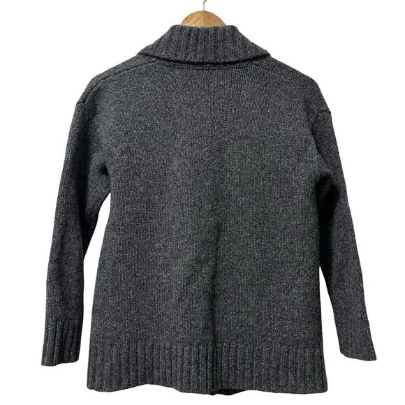 LL Bean Womens Classic Ragg Lambs Wool Shawl Cardigan Size XS Gray Heritage - Picture 2 of 7